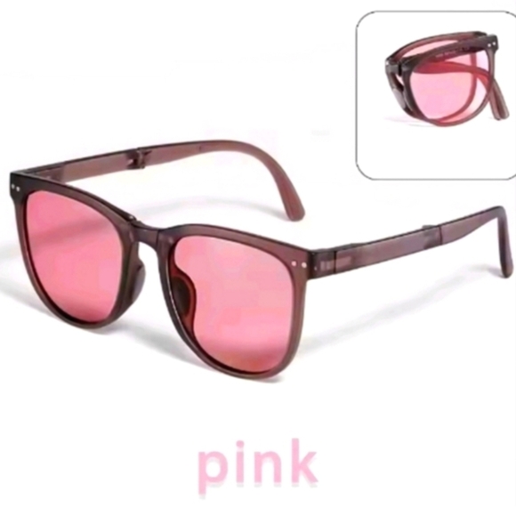 Foldable Unisex Pink Sunglasses
